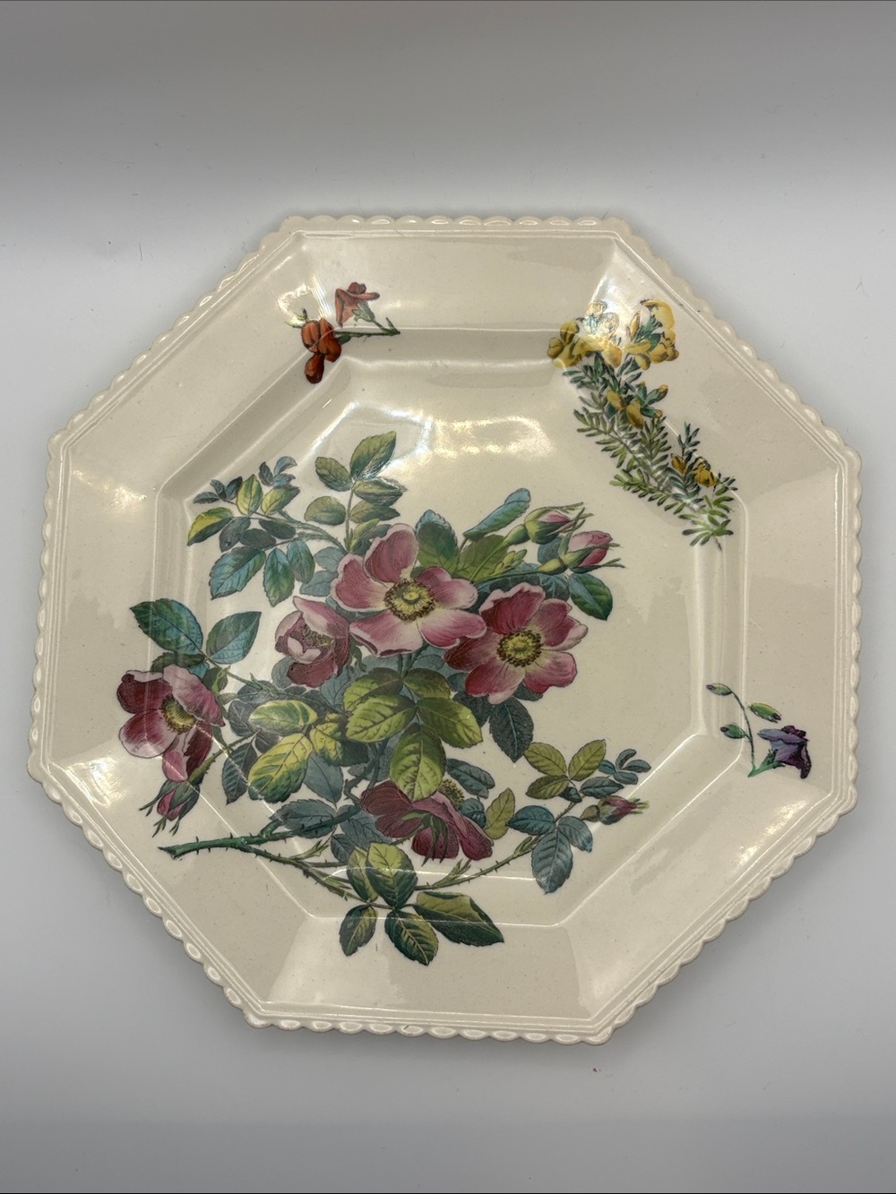 1883 Copeland Spode
Octagonal Hand Painted Wild Rose 8.25"
Plate RARE